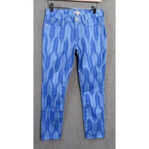 J‎ Crew Factory Jeans Womens 26 Ankle Toothpick Blue Chevron Twill Stretch NEW